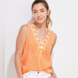 Vineyard Vines orange pineapple border print sleeveless top size smallblouse